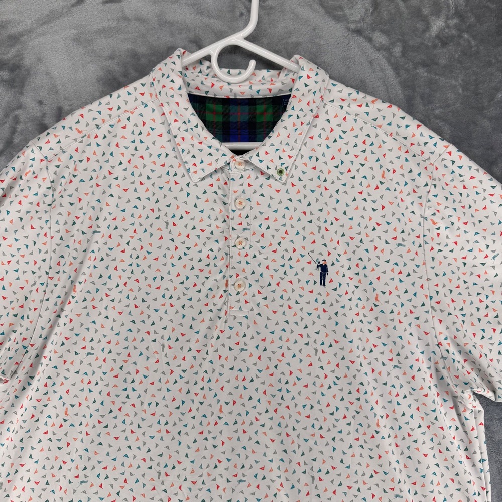 William Murray Golf Men's X-Large Polo Shirt White Multi Color Flag Print